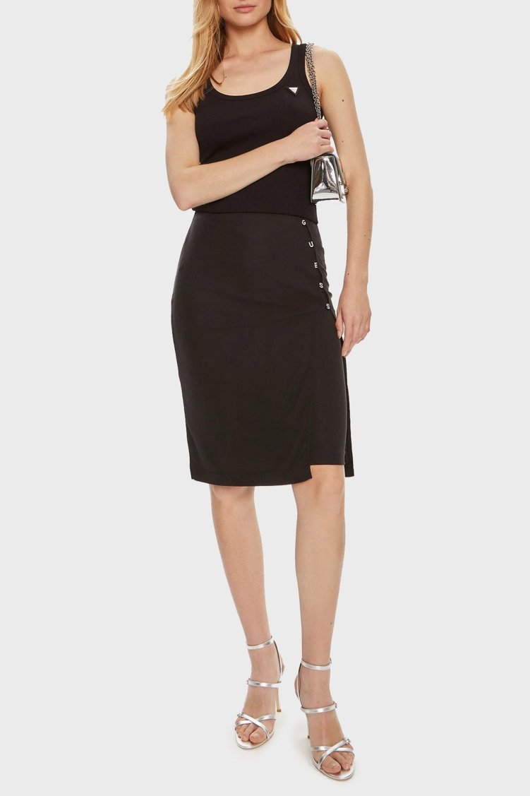 Guess Colettte Fitilli Kalın Askılı Regular Fit Yuvarlak Yaka V4YP06K8RT2 Kadın Top V4YP06 K8RT2 JBLK SİYAH - Guess (1)