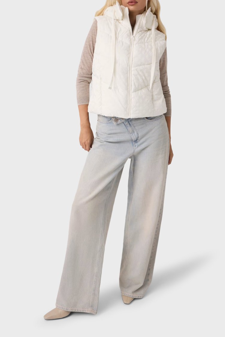 Guess Daisy Logolu Regular Fit Kapüşonlu Yaka Şişme Kadın Yelek W6BL53 W4182 G012 Beyaz - Guess (1)