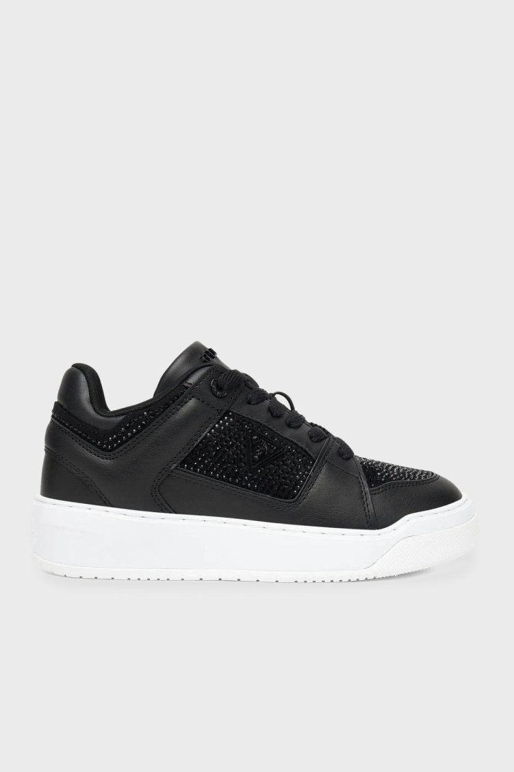 Guess Delove2 Taş Detaylı Logolu Sneaker FLTDL2LEA12 Kadın Ayakkabı FLTDL2 LEA12 BLACK SİYAH - Guess