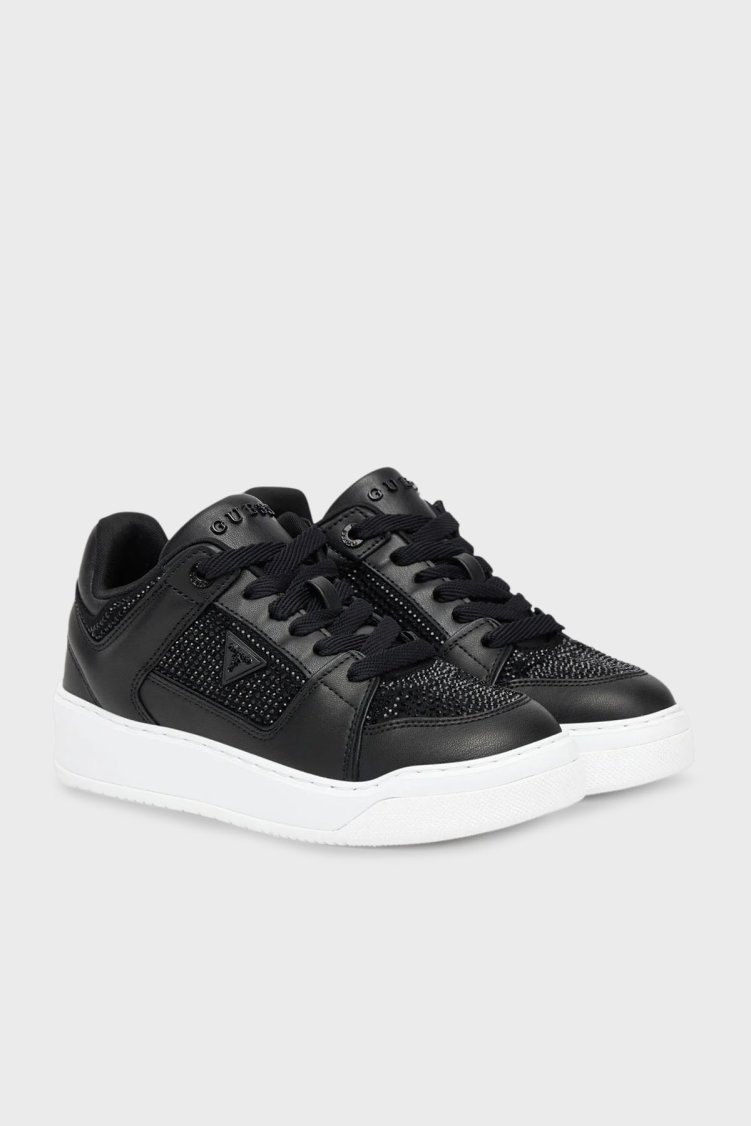 Guess Delove2 Taş Detaylı Logolu Sneaker FLTDL2LEA12 Kadın Ayakkabı FLTDL2 LEA12 BLACK SİYAH - Guess (1)