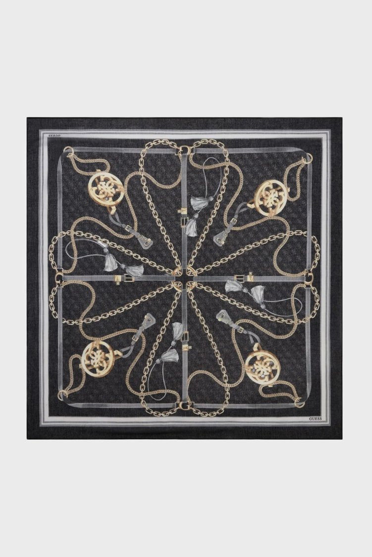 Guess Desenli 120 x 120 cm AW5537POL03 Kadın Eşarp AW5537 POL03 BLA Siyah - Guess