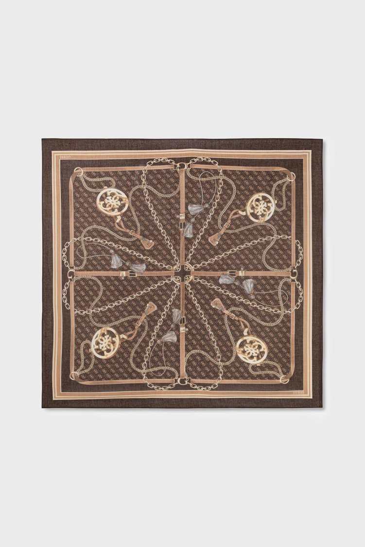 Guess Desenli 120 x 120 cm AW5537POL03 Kadın Eşarp AW5537 POL03 BRO Kahve - Guess