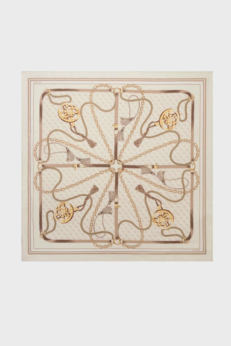 Guess Desenli 120 x 120 cm AW5537POL03 Kadın Eşarp AW5537 POL03 OFF Ekru - Guess