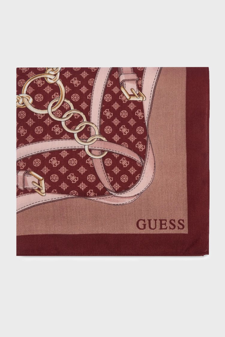 Guess Desenli 120 x 120 cm AW5679POL03 Kadın Eşarp AW5679 POL03 BUR Bordo - Guess