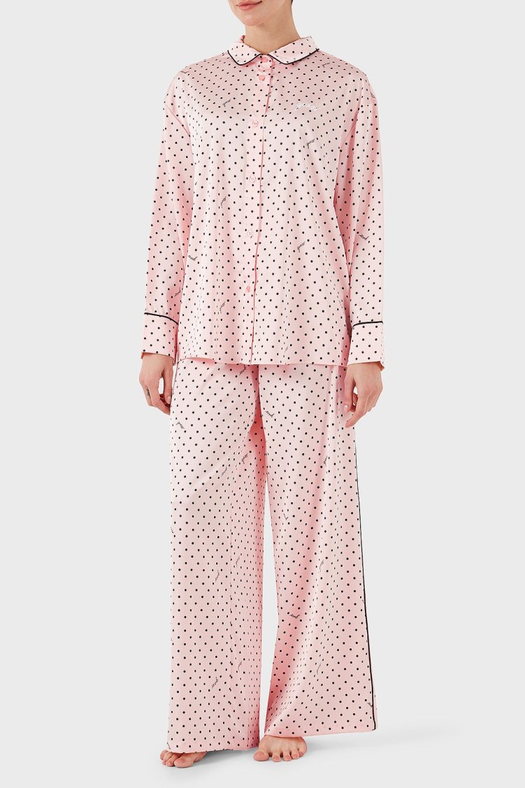 Guess Desenli Streç Comfort Fit Yüksek Bel Bol Paça O4BX16WEFC2 Bayan Pijama Takımı O4BX16 WEFC2 P6DQ PEMBE - Guess (1)