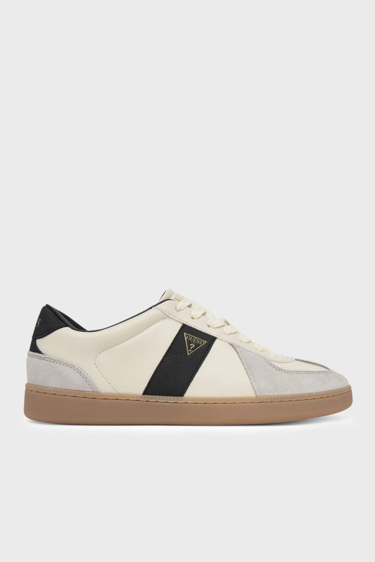 Guess Dravos Logolu Süet Detaylı Sneaker FMFDRAELL12 Erkek Ayakkabı FMFDRA ELL12 WHIBE Beyaz-bej - Guess