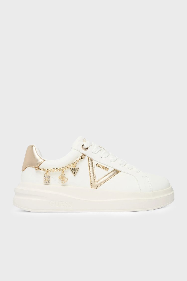Guess Ebetts Aksesuar Detaylı Deri Sneaker FLTBTTLEA12 Kadın Ayakkabı FLTBTT LEA12 WHPLA Beyaz-gold - Guess