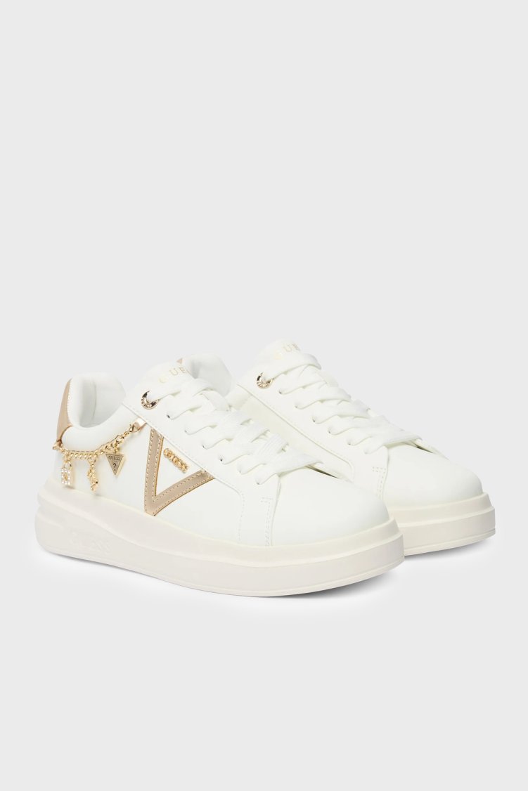 Guess Ebetts Aksesuar Detaylı Deri Sneaker FLTBTTLEA12 Kadın Ayakkabı FLTBTT LEA12 WHPLA Beyaz-gold - Guess (1)