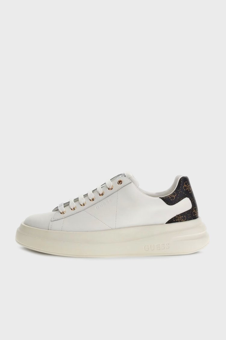 Guess Elba 4G Logo Baskılı Kalın Taban Sneaker FMPVIBLEA12 Erkek Ayakkabı FMPVIB LEA12 WBROC BEYAZ - Guess (1)