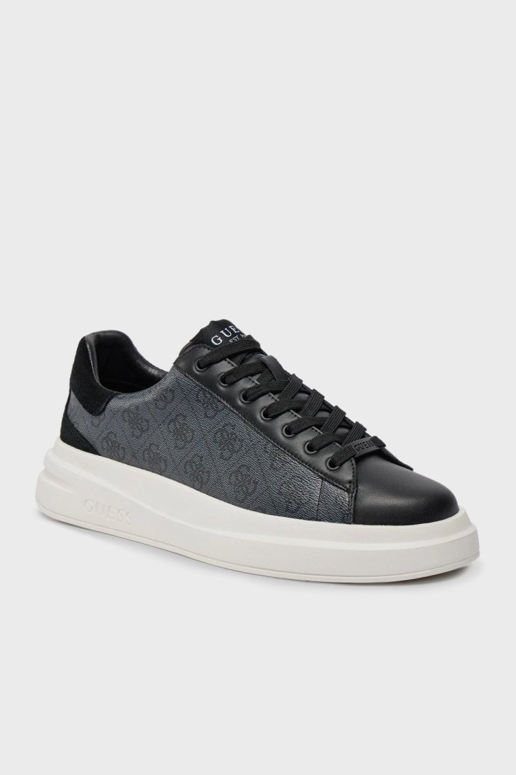 Guess Elba 4G Logolu Kalın Taban Süet Detaylı Sneaker FMPVIBFAL12 Erkek Ayakkabı FMPVIB FAL12 BLACK SİYAH - Guess (1)