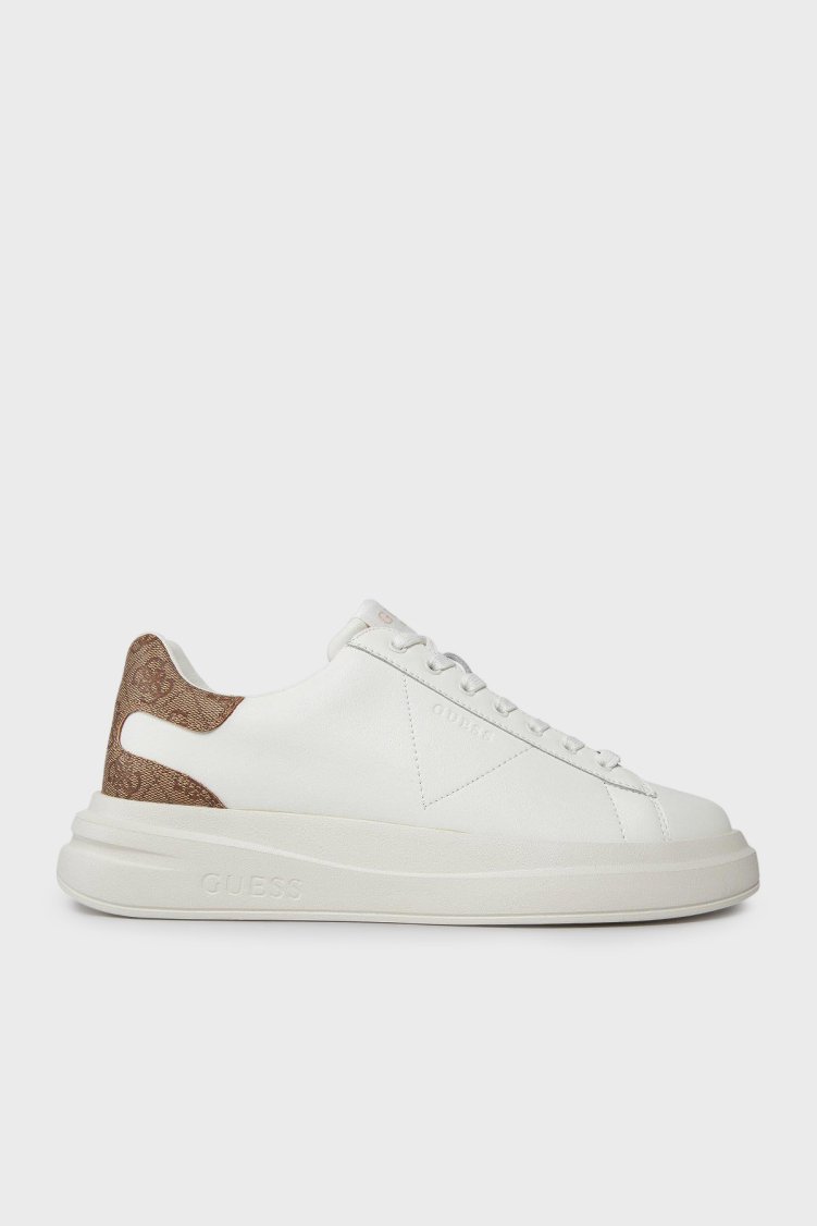 Guess Elba Deri Logolu Bağcıklı Sneaker FMPVIBLEA12 Erkek Ayakkabı FMPVIB LEA12 WBEIB BEYAZ - Guess
