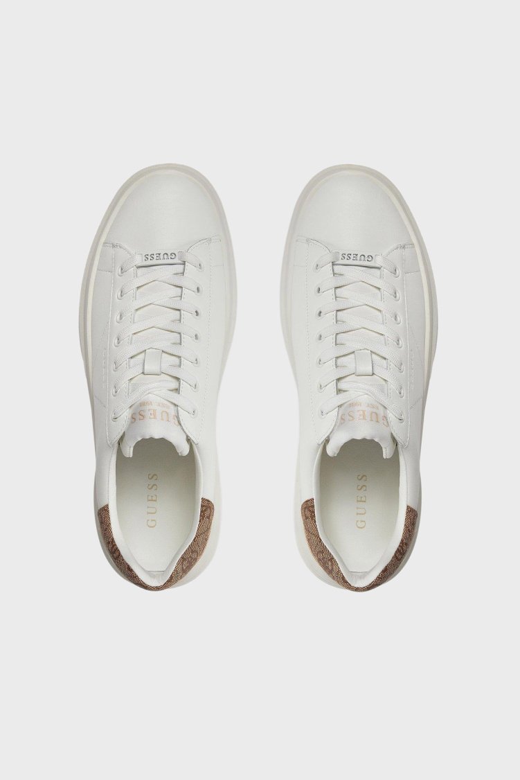 Guess Elba Deri Logolu Bağcıklı Sneaker FMPVIBLEA12 Erkek Ayakkabı FMPVIB LEA12 WBEIB BEYAZ - Guess (1)