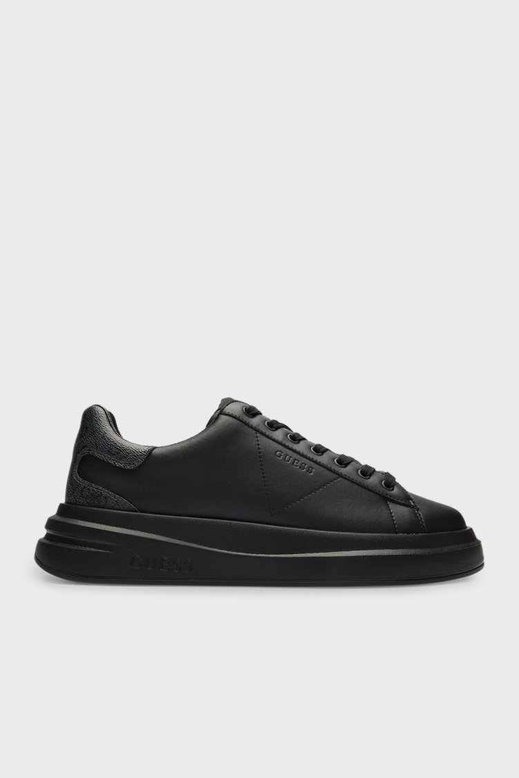 Guess Elba Deri Logolu Sneaker FMPVIBLEA12 Erkek Ayakkabı FMPVIB LEA12 BLACK SİYAH - Guess