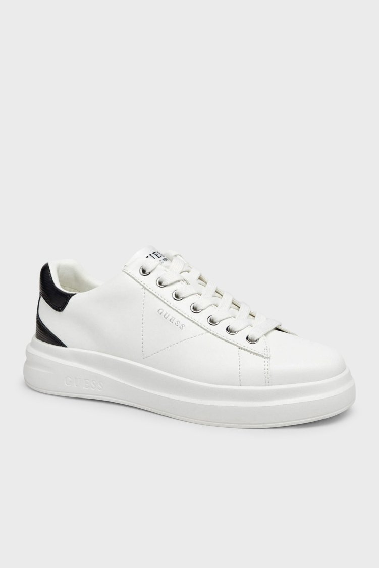 Guess Elba Deri Logolu Sneaker FMTEL4LEA12 Erkek Ayakkabı FMTEL4 LEA12 WHITE Beyaz - Guess