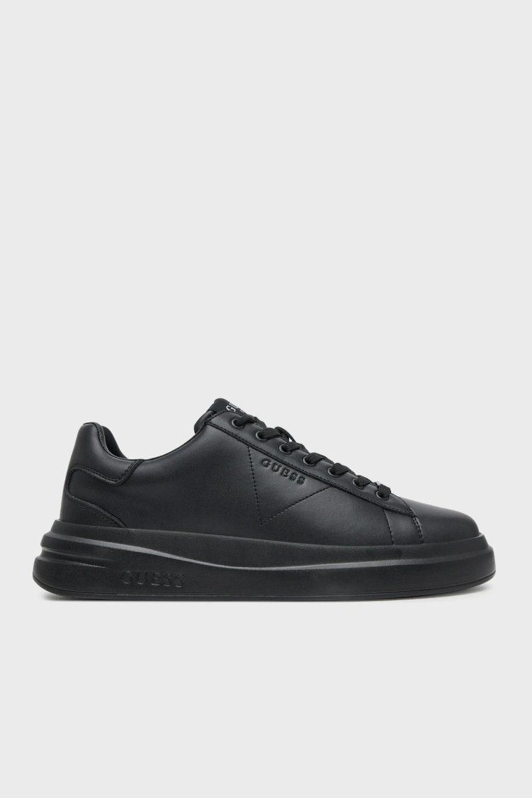 Guess Elba Logolu Kalın Tabanlı Sneaker FMJLBALEA12 Erkek Ayakkabı FMJLBA LEA12 BLACK SİYAH - Guess