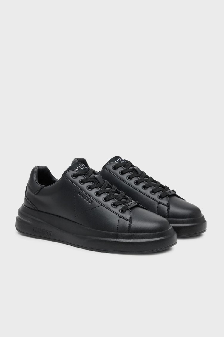 Guess Elba Logolu Kalın Tabanlı Sneaker FMJLBALEA12 Erkek Ayakkabı FMJLBA LEA12 BLACK SİYAH - Guess (1)