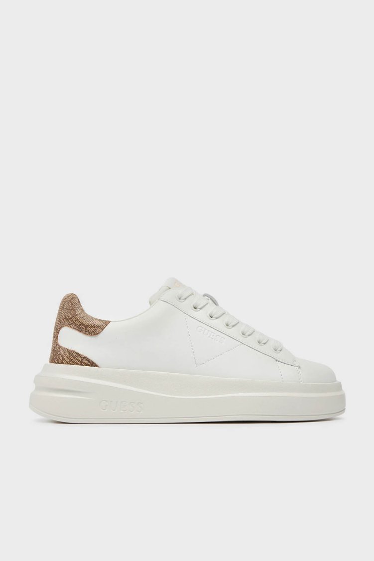 Guess Elbina Hakiki Deri Sneaker FLJELBFAL12 Kadın Ayakkabı FLJELB FAL12 WHBEI BEYAZ-BEJ - Guess