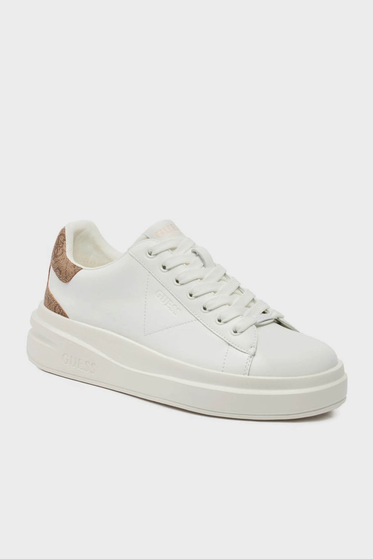 Guess Elbina Hakiki Deri Sneaker FLJELBFAL12 Kadın Ayakkabı FLJELB FAL12 WHBEI BEYAZ-BEJ - Guess (1)
