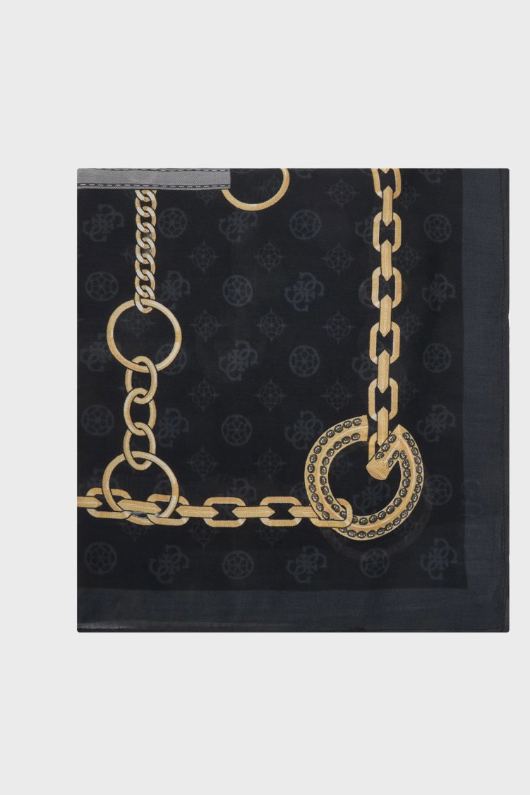 Guess Emelie Logolu 120 x 120 cm Desenli Modal AW5482MOD03 Kadın Eşarp AW5482 MOD03 BLO SİYAH - Guess