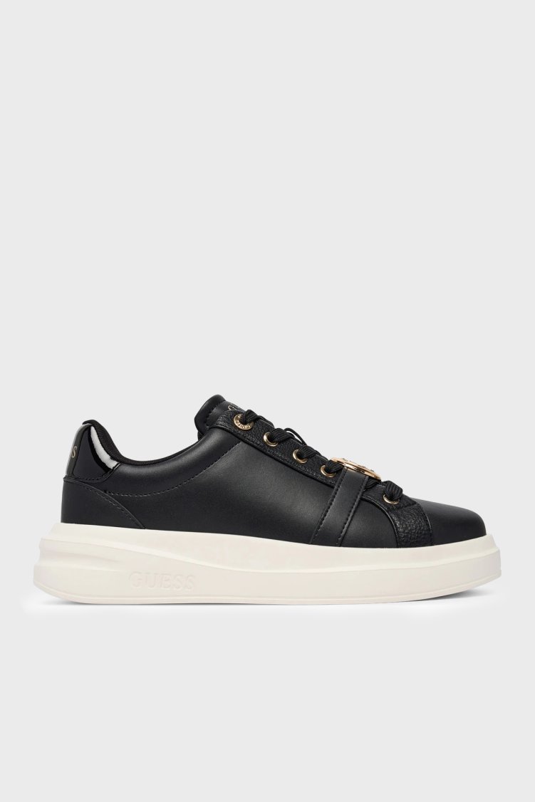 Guess Erizo Logolu Deri Sneaker FLFEZOLEA12 Kadın Ayakkabı FLFEZO LEA12 BLACK Siyah - Guess