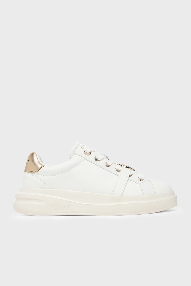 Guess Erizo Logolu Deri Sneaker FLFEZOLEA12 Kadın Ayakkabı FLFEZO LEA12 WHIPL Beyaz-gold - Guess
