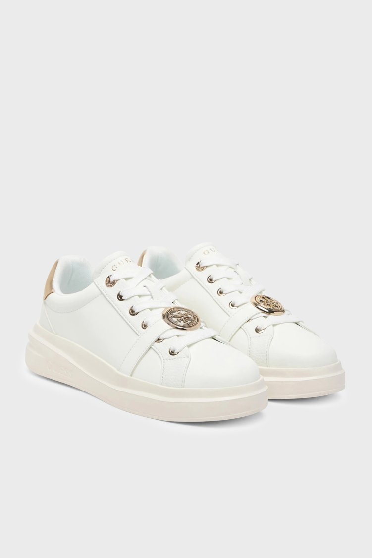 Guess Erizo Logolu Deri Sneaker FLFEZOLEA12 Kadın Ayakkabı FLFEZO LEA12 WHIPL Beyaz-gold - Guess (1)