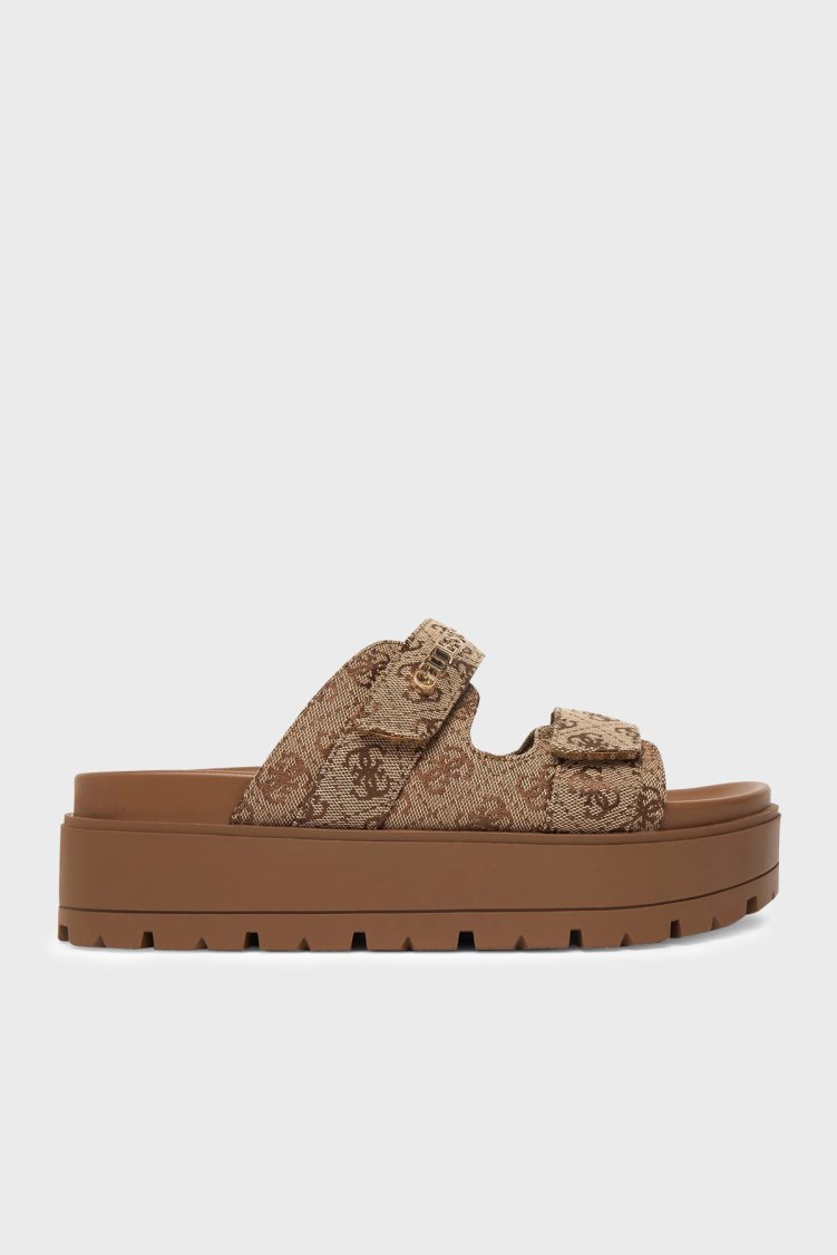 Guess Faxon 4G Logolu Kalın Taban Kadın Sandalet FLJF2X FAL03 BEIBR BEJ - Guess