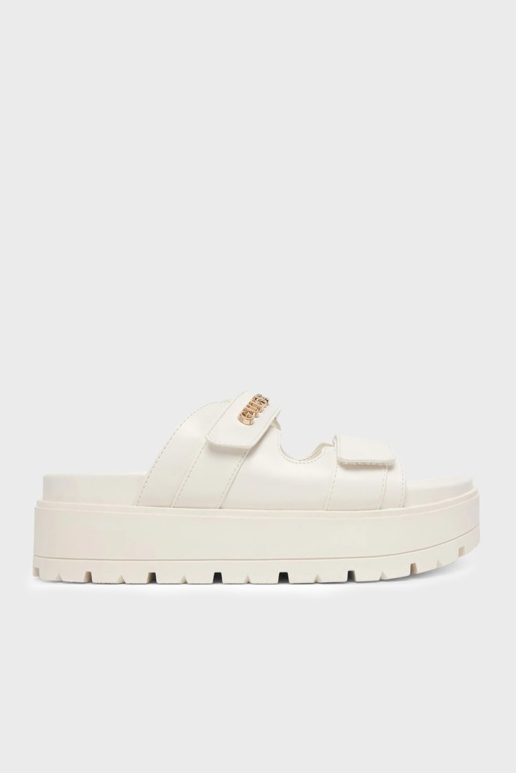 Guess Faxon Logolu Kalın Tabanlı FLJFAXELE03 Kadın Sandalet FLJFAX ELE03 CREAM BEYAZ - Guess