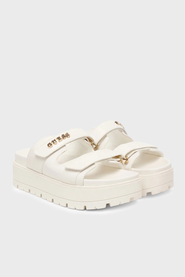 Guess Faxon Logolu Kalın Tabanlı FLJFAXELE03 Kadın Sandalet FLJFAX ELE03 CREAM BEYAZ - Guess (1)