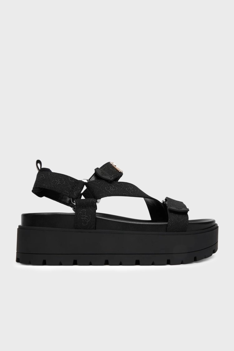 Guess Fetta 4G Logo Baskılı Kalın Tabanlı FLJFTTFAL03 Kadın Sandalet FLJFTT FAL03 BLACK SİYAH - Guess