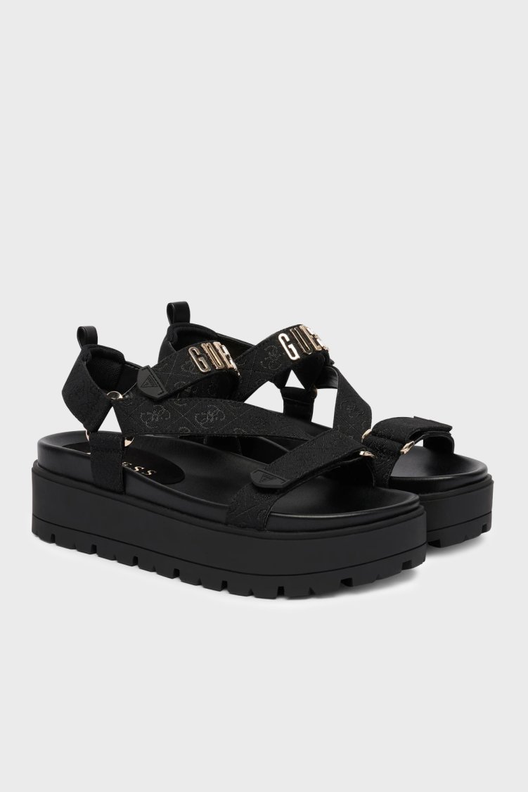 Guess Fetta 4G Logo Baskılı Kalın Tabanlı FLJFTTFAL03 Kadın Sandalet FLJFTT FAL03 BLACK SİYAH - Guess (1)