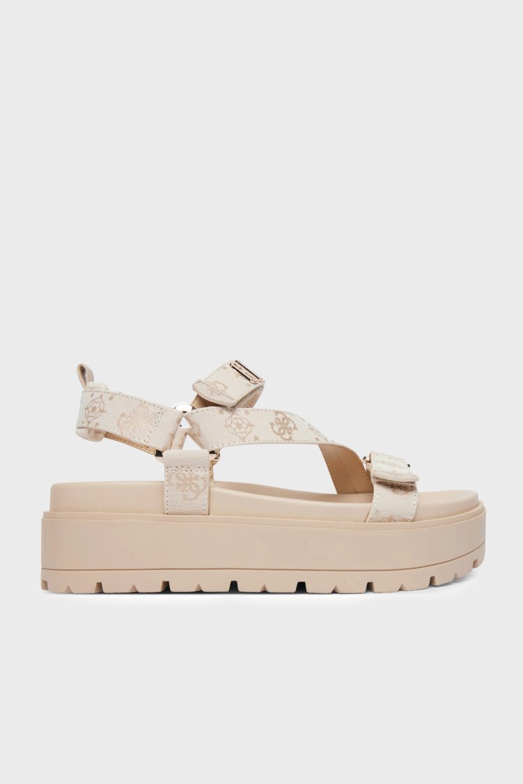 Guess Fetta 4G Logolu Baskılı Kalın Tabanlı FLJFTTFAL03 Kadın Sandalet FLJFTT FAL03 CREAM KREM - Guess