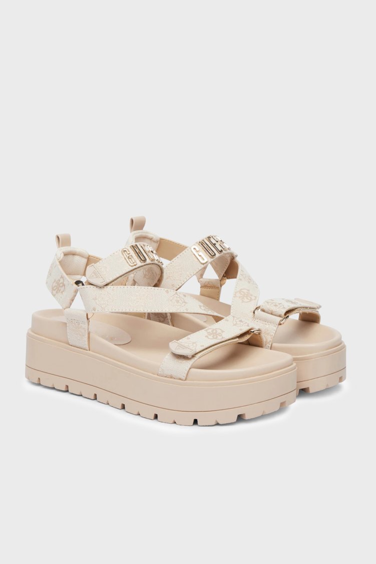 Guess Fetta 4G Logolu Baskılı Kalın Tabanlı FLJFTTFAL03 Kadın Sandalet FLJFTT FAL03 CREAM KREM - Guess (1)