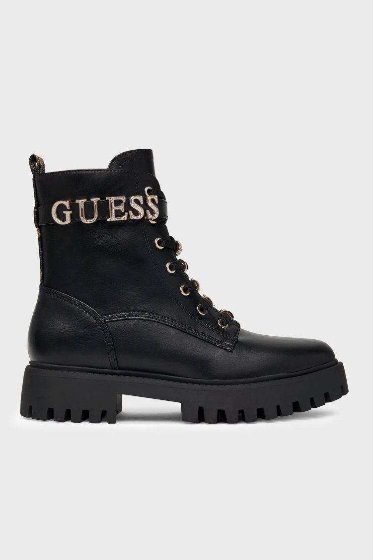 Guess Ficki Kalın Tabanlı Logolu FLFFICELE10 Kadın Bot FLFFIC ELE10 BLKBR Siyah - Guess