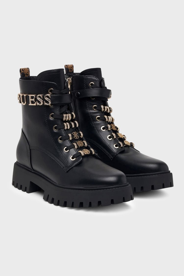 Guess Ficki Kalın Tabanlı Logolu FLFFICELE10 Kadın Bot FLFFIC ELE10 BLKBR Siyah - Guess (1)