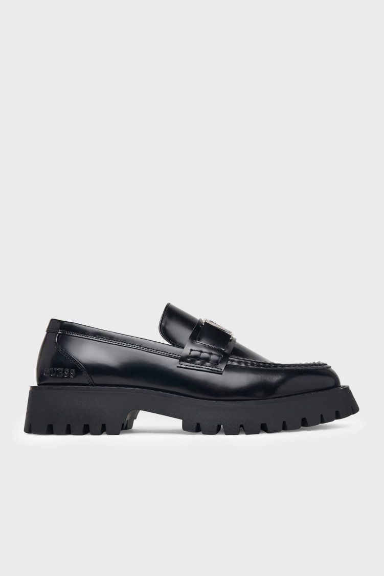 Guess Gorizia 4G Logolu Loafer FMFGORLEA14 Erkek Ayakkabı FMFGOR LEA14 BLACK Siyah - Guess