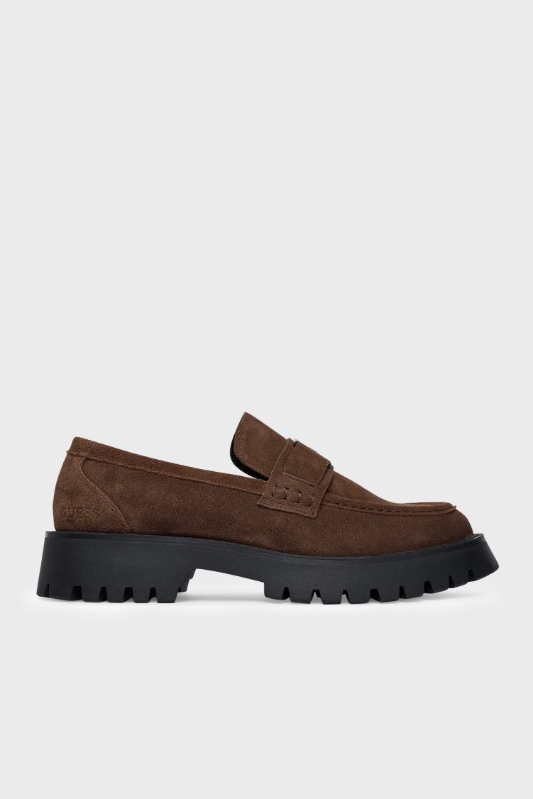 Guess Gorizia Deri Logolu Makosen FMTZIASUE14 Erkek Ayakkabı FMTZIA SUE14 BROWN Kahve - Guess