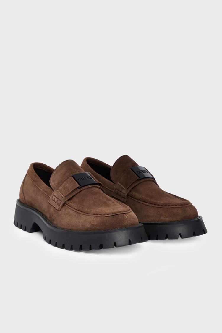 Guess Gorizia Deri Logolu Makosen FMTZIASUE14 Erkek Ayakkabı FMTZIA SUE14 BROWN Kahve - Guess (1)