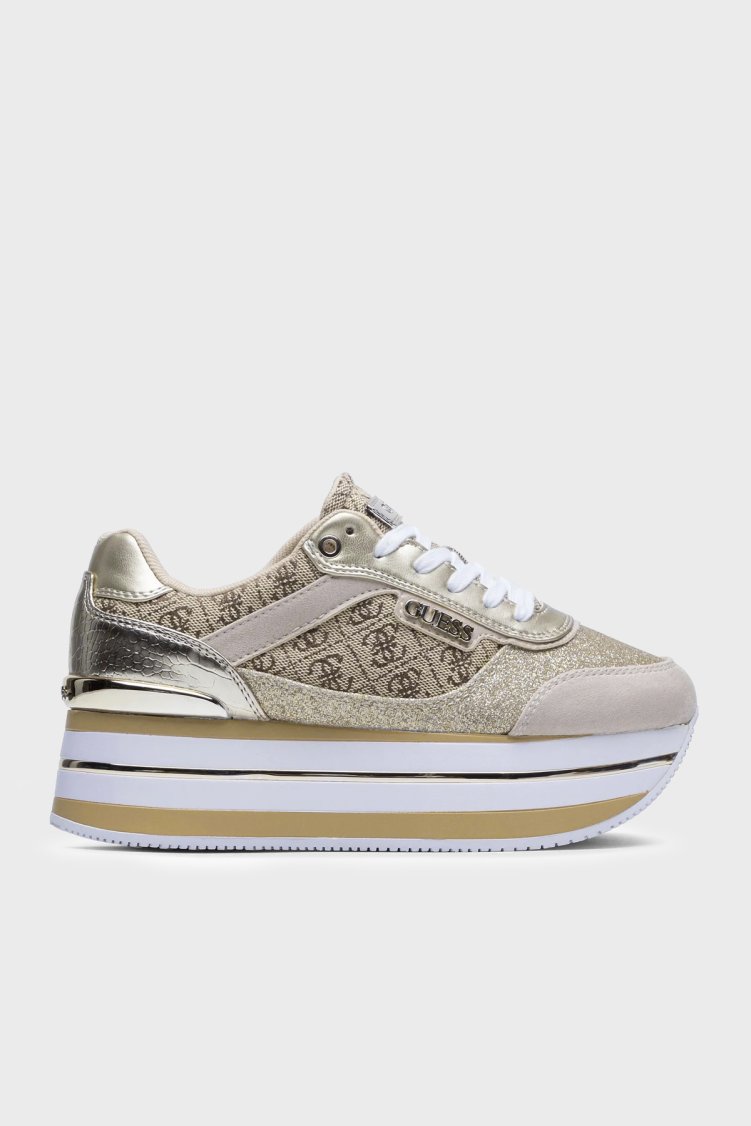 Guess Hansin 4G Logolu Kalın Tabanlı Sneaker FL5HNSFAL12 Kadın Ayakkabı FL5HNS FAL12 BEIBR KAHVE-GOLD - Guess
