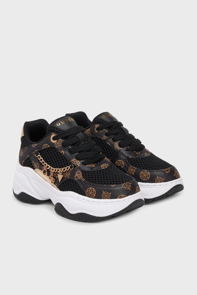 Guess Harpaa Logo Zincirli Bağcıklı Sneaker FLPHARFAL12 Kadın Ayakkabı FLPHAR FAL12 BLKBR SİYAH - Guess (1)