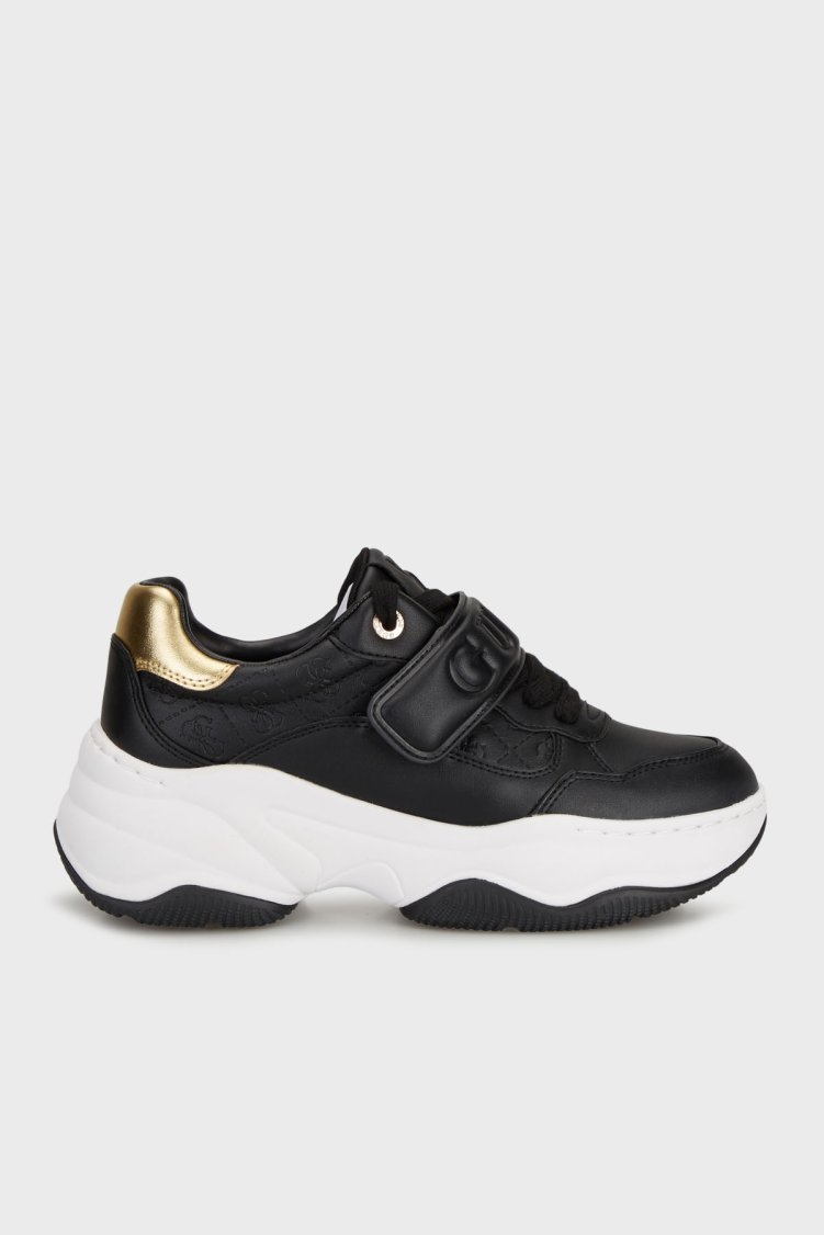 Guess Helinn Logolu Kalın Tabana Sneaker FLFHNNELE12 Kadın Ayakkabı FLFHNN ELE12 BLKGO SİYAH-GOLD - Guess