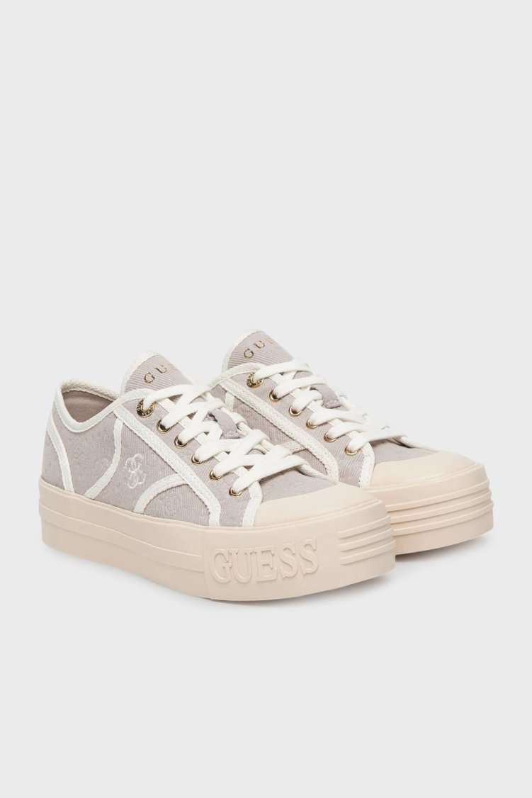 Guess Issah Logolu Bağcıklı Sneaker FLPISSFAL12 Kadın Ayakkabı FLPISS FAL12 SAND GRİ - Guess (1)