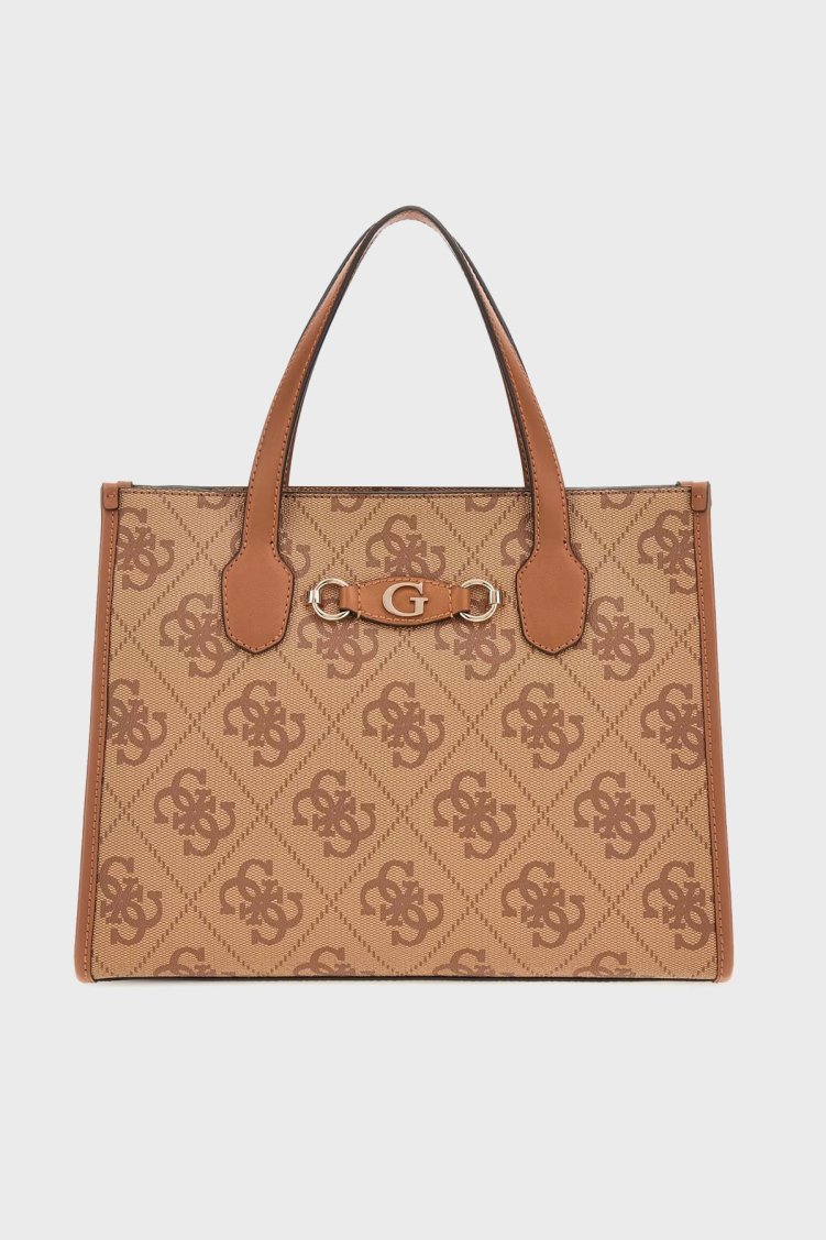Guess Izzy 4G Logolu Çıkarılabilir Askılı Büyük HWOS8654220 Bayan Çanta HWOS86 54220 LTL KAHVE - Guess