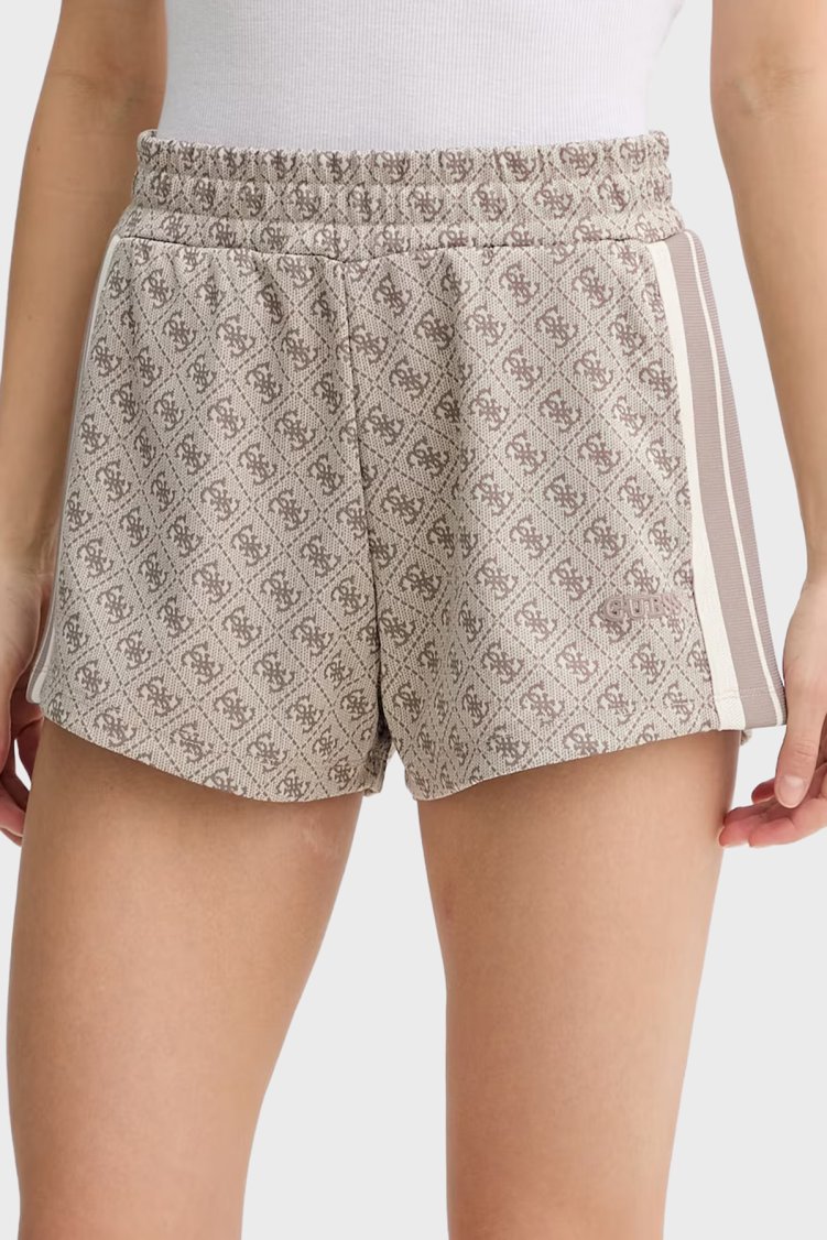 Guess Jacquard Pamuk Karışımlı Regular Fit 4G Logolu Normal Bel V6GD02K2959 Bayan Şort V6GD02 K2959 FMC4 SÜTLÜ KAHVE - Guess