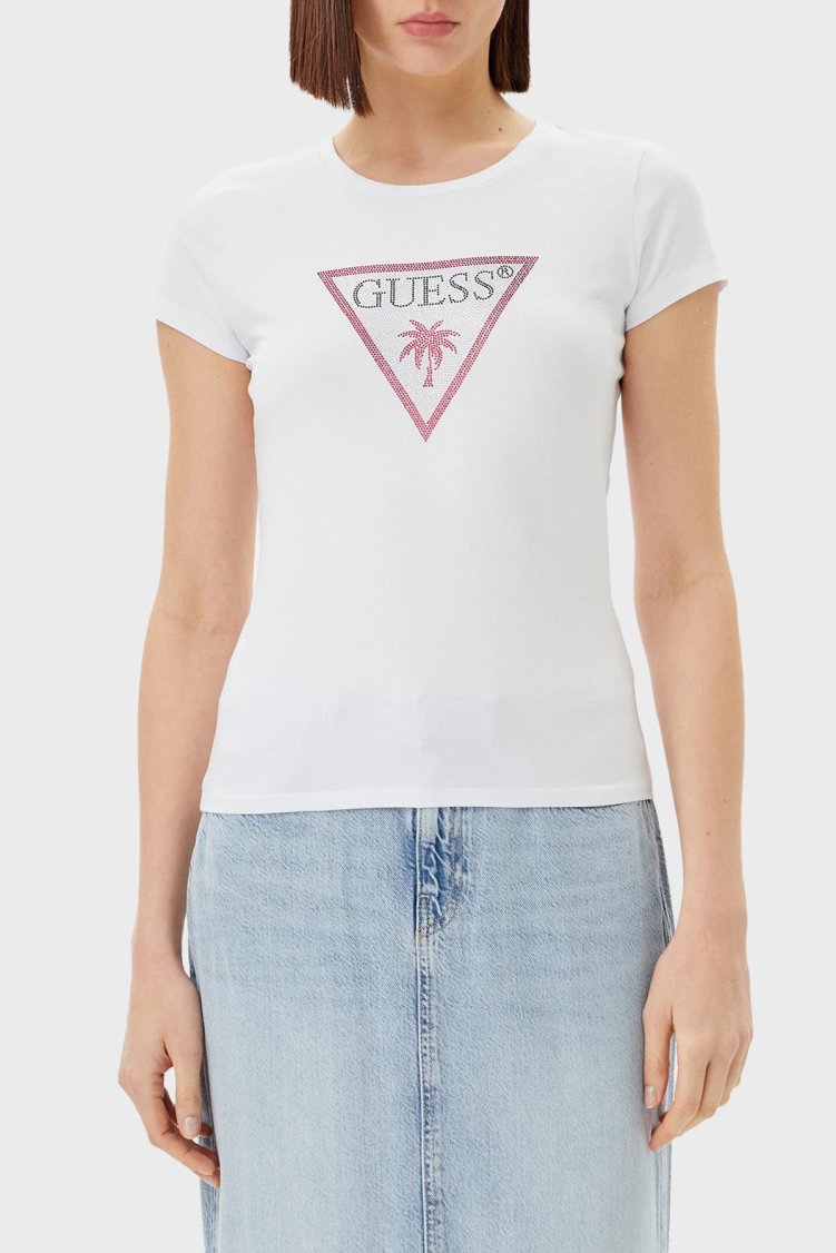 Guess Jersey Logolu Pamuklu Slim Fit Bisiklet Yaka E5GI08J1314 Kadın T Shirt E5GI08 J1314 G011 BEYAZ - Guess