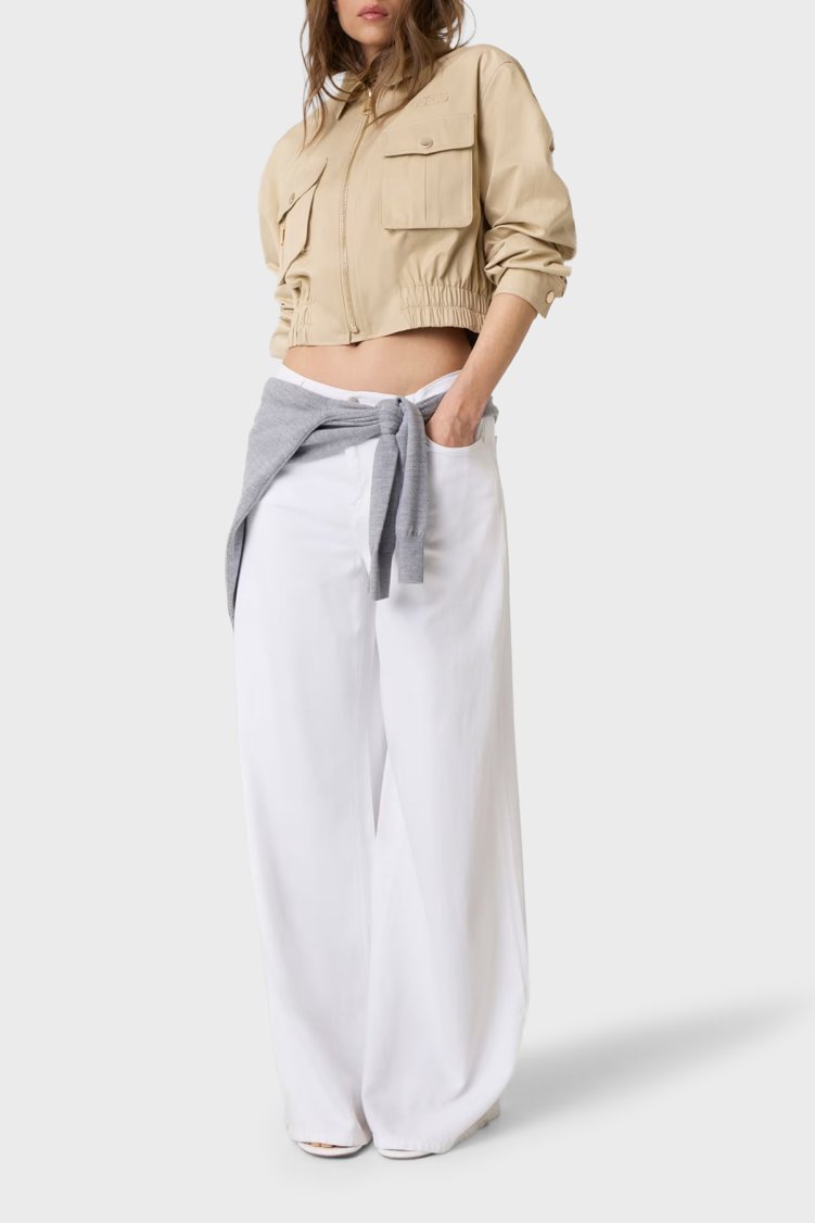 Guess Juliane Pamuklu Regular Fit Crop Ceket W6YL20W2910 Kadın Mont W6YL20 W2910 A117 Bej - Guess