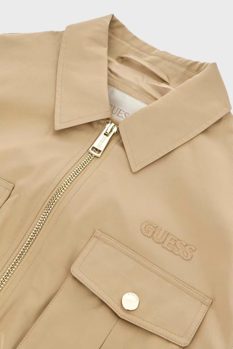 Guess Juliane Pamuklu Regular Fit Crop Ceket W6YL20W2910 Kadın Mont W6YL20 W2910 A117 Bej - Guess (1)