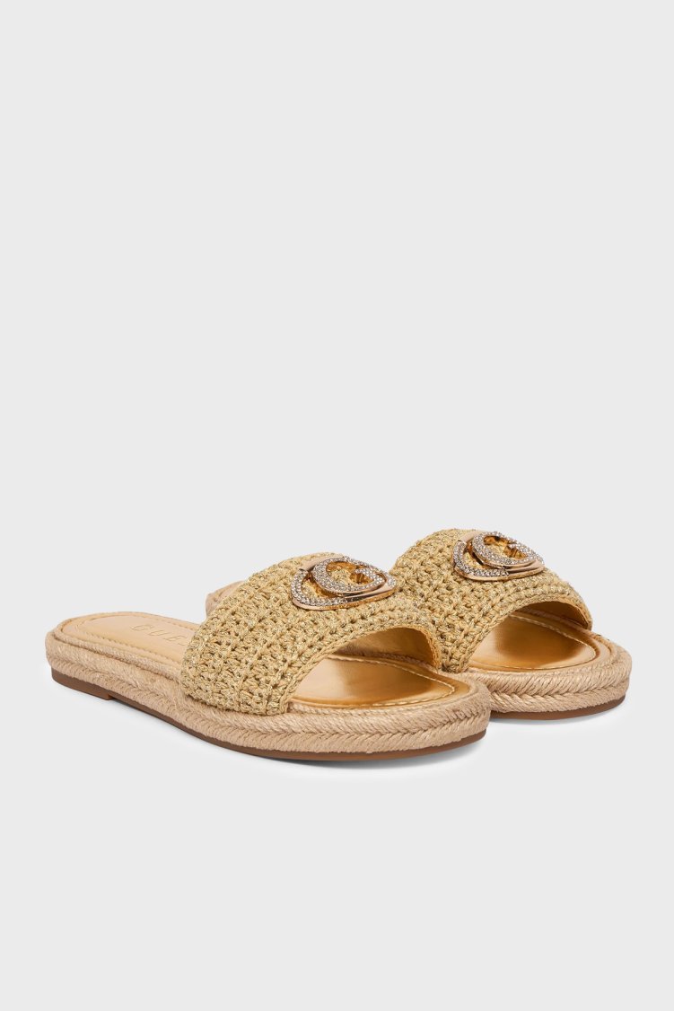 Guess Kaylis Logolu Örgü Detaylı FLJKLIFAB03 Kadın Terlik FLJKLI FAB03 GOLD Gold-Bej - Guess (1)