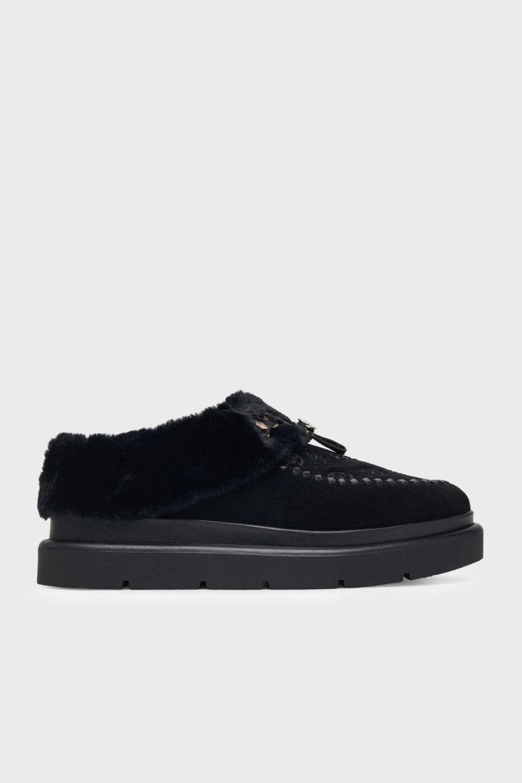 Guess Kendry Logolu Kalın Tabanlı Süet FLFKEYLEA19 Kadın Ayakkabı FLFKEY LEA19 BLACK Siyah - Guess