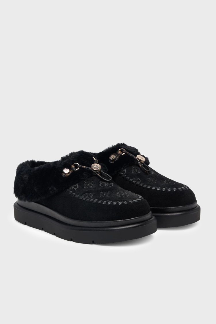 Guess Kendry Logolu Kalın Tabanlı Süet FLFKEYLEA19 Kadın Ayakkabı FLFKEY LEA19 BLACK Siyah - Guess (1)